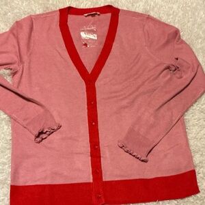 Candace Cameron Bure Pink and Red Cardigan size small new